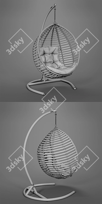 Eco-Rattan Steel Frame Hanging Chair 3D model image 5