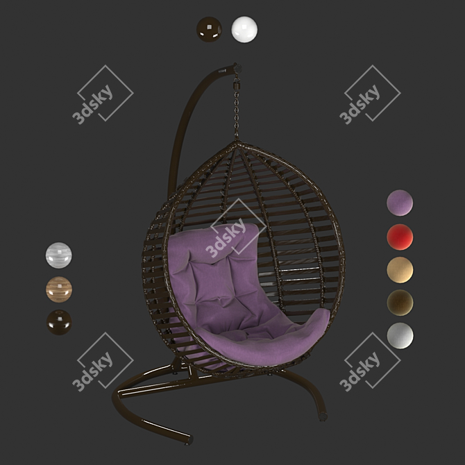 Eco-Rattan Steel Frame Hanging Chair 3D model image 8