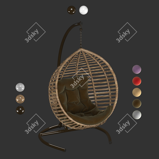 Eco-Rattan Steel Frame Hanging Chair 3D model image 9