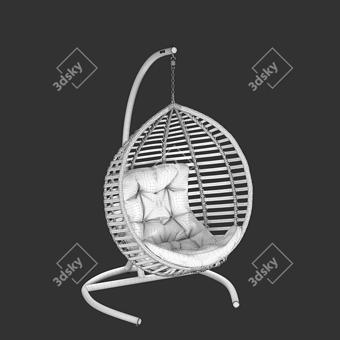 Eco-Rattan Steel Frame Hanging Chair 3D model image 10