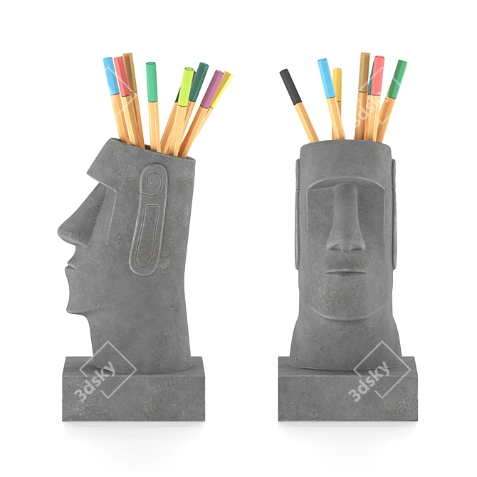 Elegant Moai Desk Organizer 3D model image 1