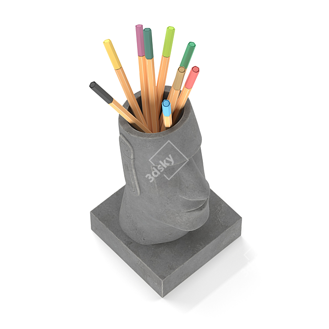 Elegant Moai Desk Organizer 3D model image 3