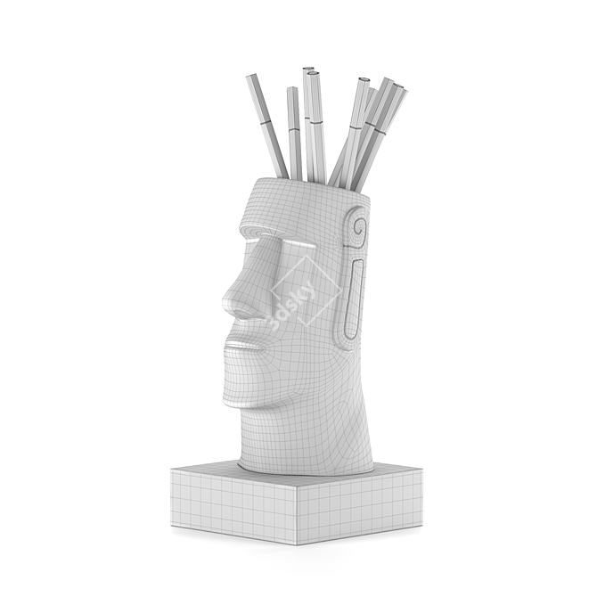 Elegant Moai Desk Organizer 3D model image 4