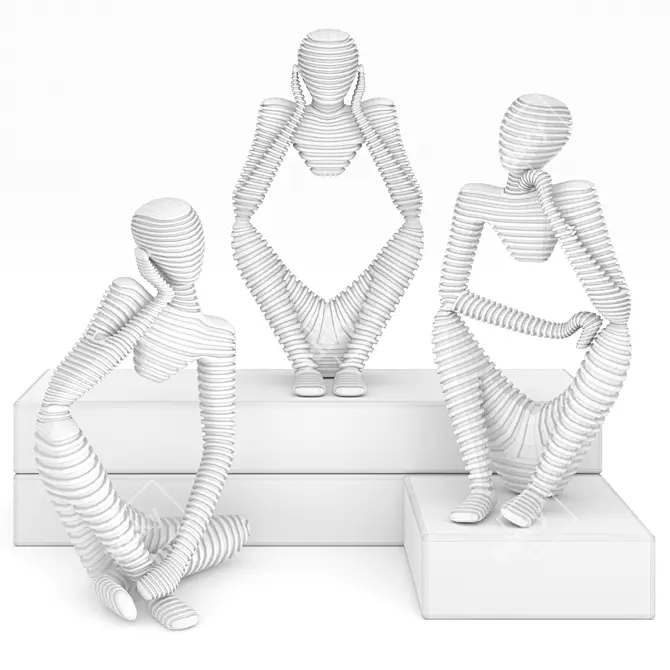 Scandinavian Thinker: Abstract Figurines 3D model image 3