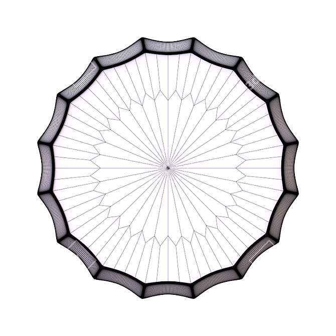 Elegant Scalloped Round Mirror 3D model image 3