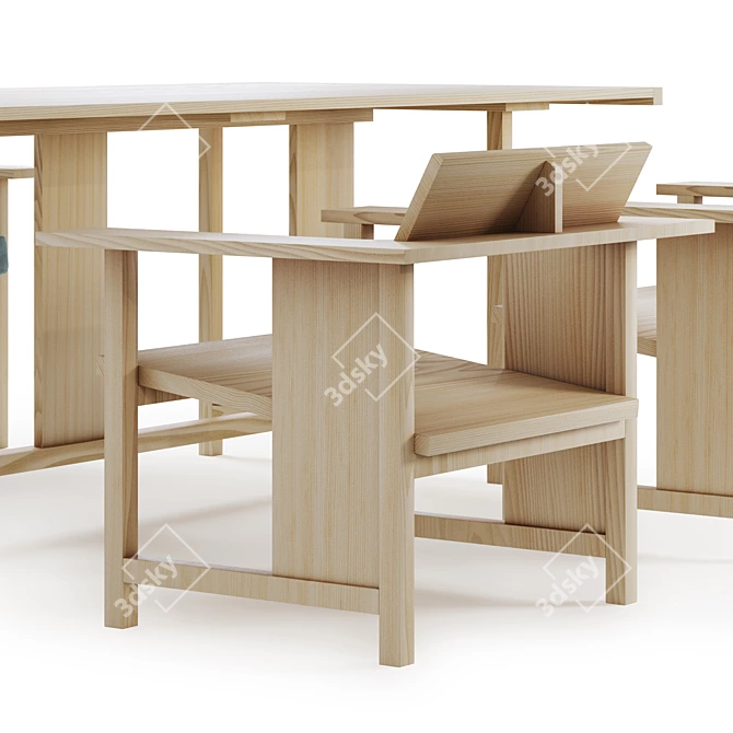 Solid Wood Dining Set by Mattiazzi 3D model image 2