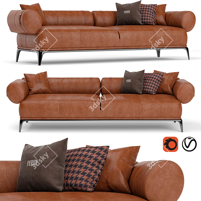 Elegant Gianfranco Ferre Sofa 3D model image 1