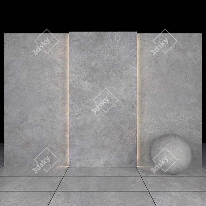 Lustrous Lava Gray Marble Tiles 3D model image 1