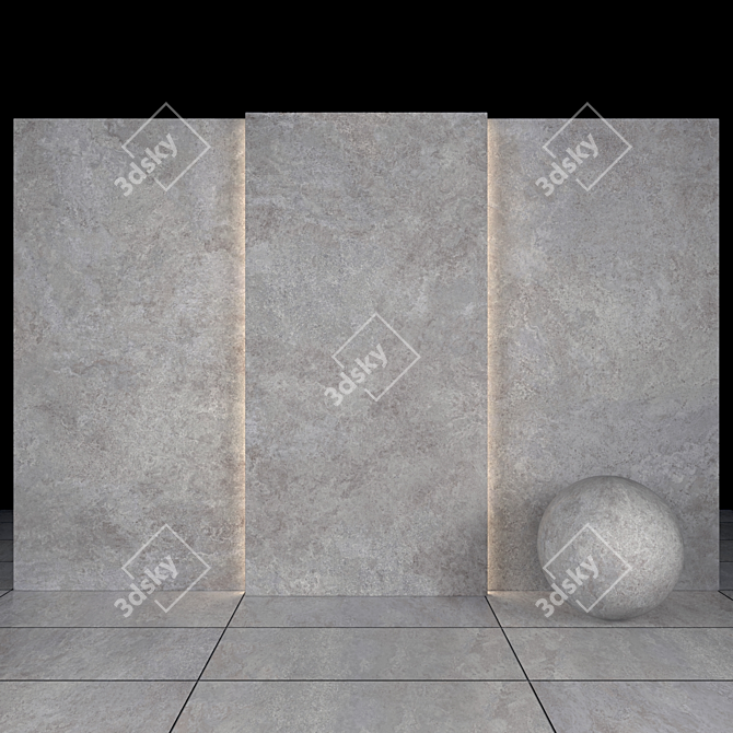 Lustrous Lava Gray Marble Tiles 3D model image 2
