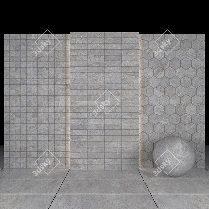 Lustrous Lava Gray Marble Tiles 3D model image 3