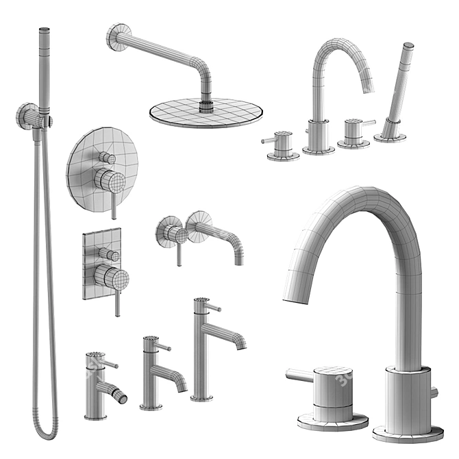 Omnires Y Collection: Elegant Chrome and Black Chrome Bathroom Set 3D model image 4