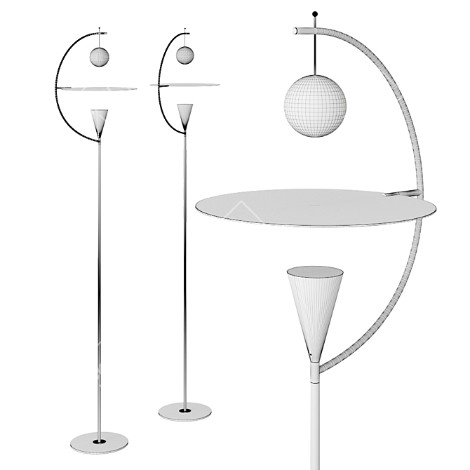 Newton Chrome Floor Lamp 3D model image 2