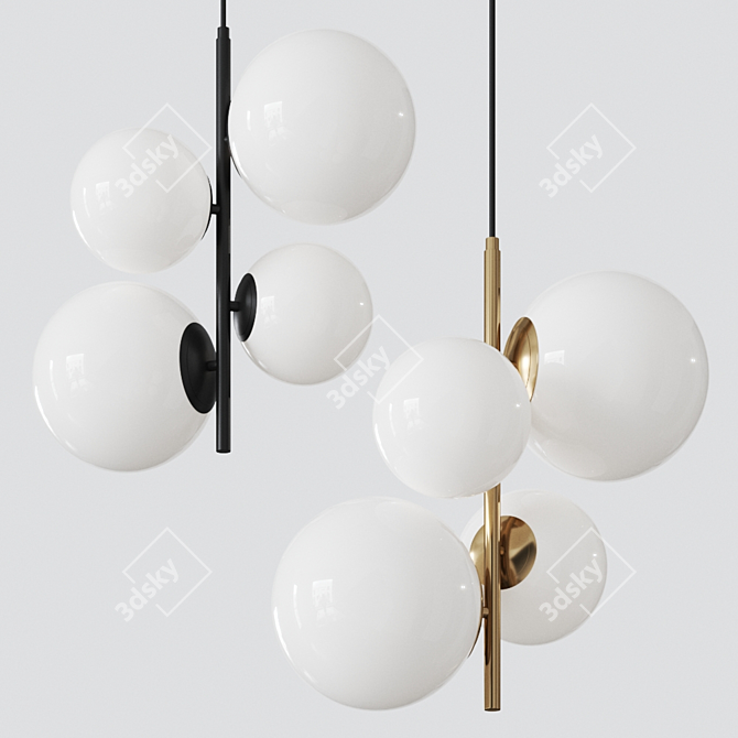 Elegant Skull Hanging Lamp 3D model image 1