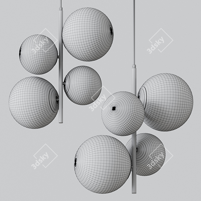 Elegant Skull Hanging Lamp 3D model image 2