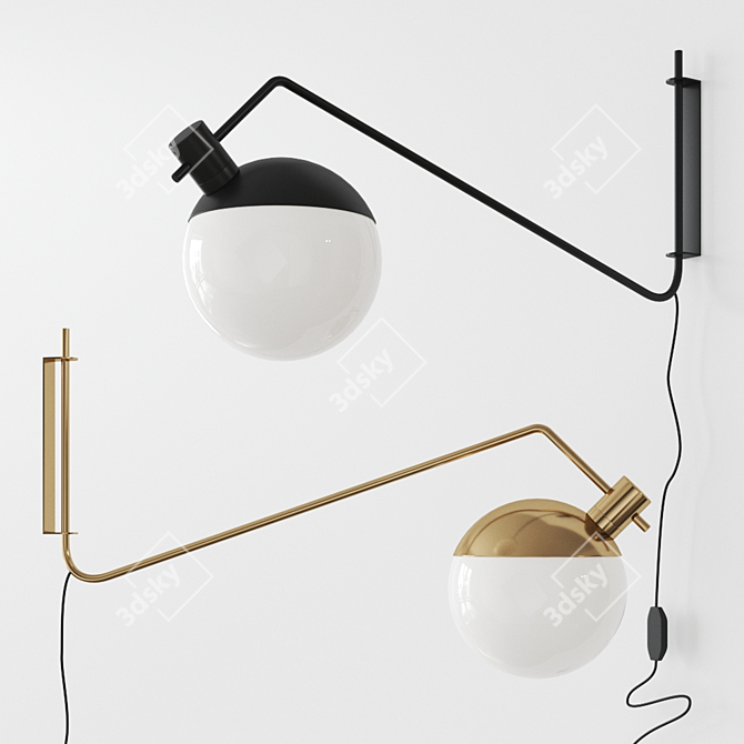 Elegant Baluna Ba-Wl Sconce: Blown Glass Wall Lamp 3D model image 1