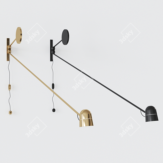 Luceplan Counterbalance Sconce: Modern Italian Wall Lamp 3D model image 2