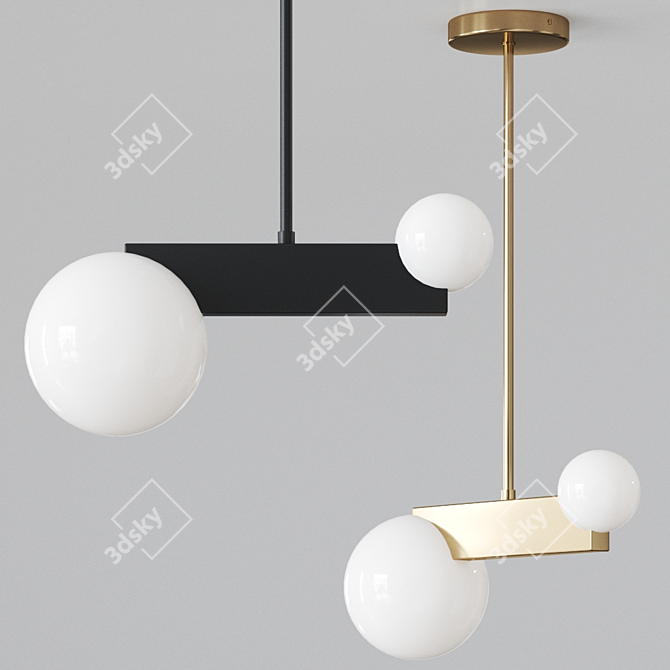 Elegant Metal Pendant Lamp 3D model image 1
