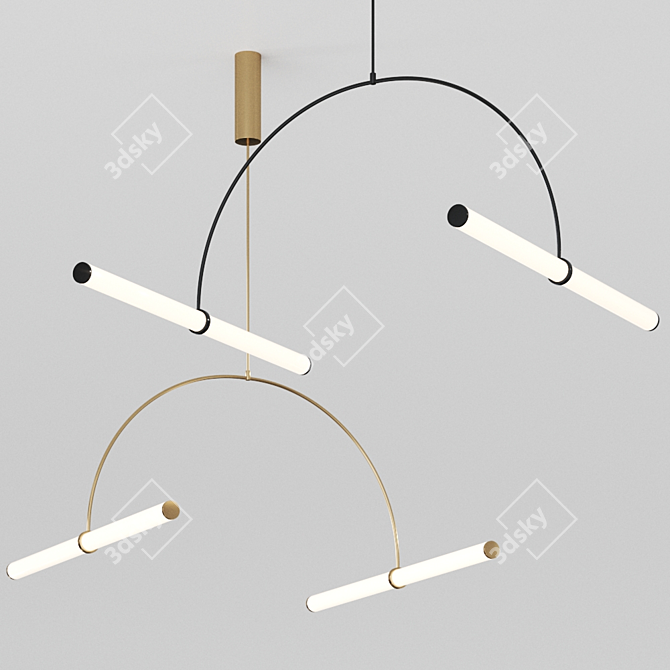 Elegant Tube Pendant Lamp 3D model image 1