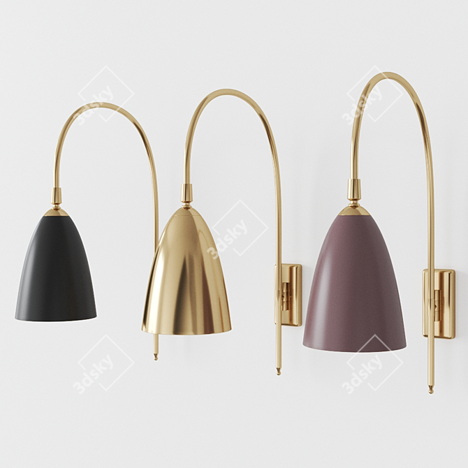 Elegant Kingsley Bathroom Wall Light by Porta Romana 3D model image 2