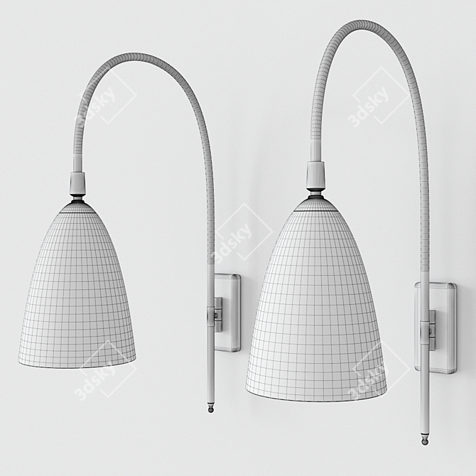 Elegant Kingsley Bathroom Wall Light by Porta Romana 3D model image 3