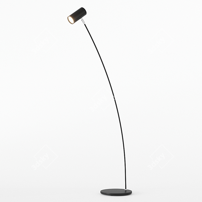 Sleek Scandinavian Puck Floor Lamp 3D model image 2