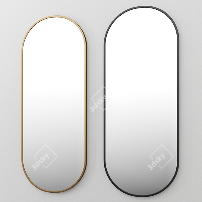 Solanas Oval Mirror: Thermo Lacquered Aluminium Elegance 3D model image 1