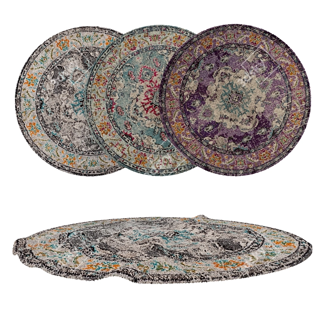 Round Rug Set: Versatile and High-Quality 3D model image 1