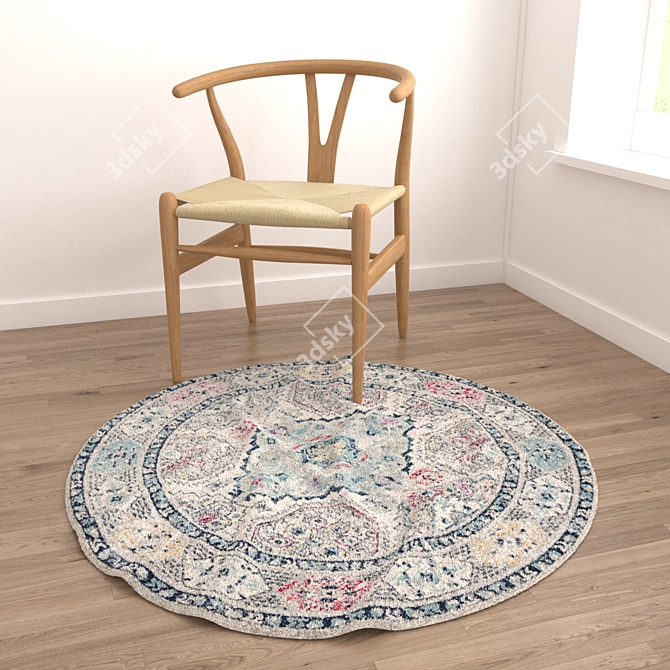 Round Carpets Set 219 - 6-Piece Round Rugs with Various Textures 3D model image 4