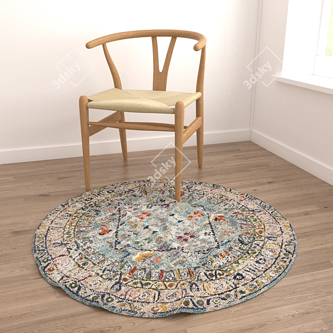 Round Carpets Set - Versatile and Realistic 3D Rugs 3D model image 4
