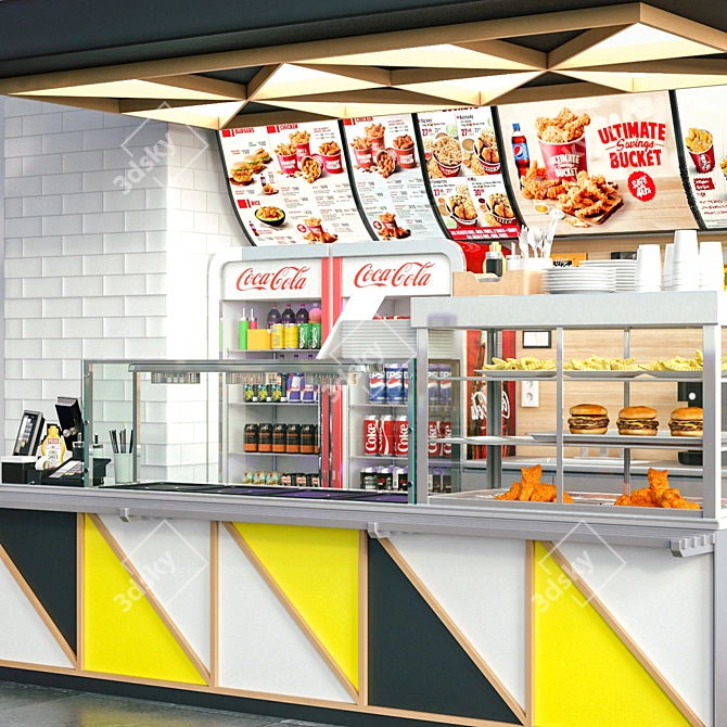 Cozy Coffee Kiosk & Fast Food Haven 3D model image 2