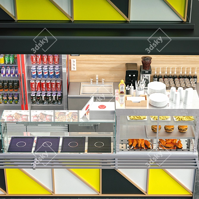 Cozy Coffee Kiosk & Fast Food Haven 3D model image 3