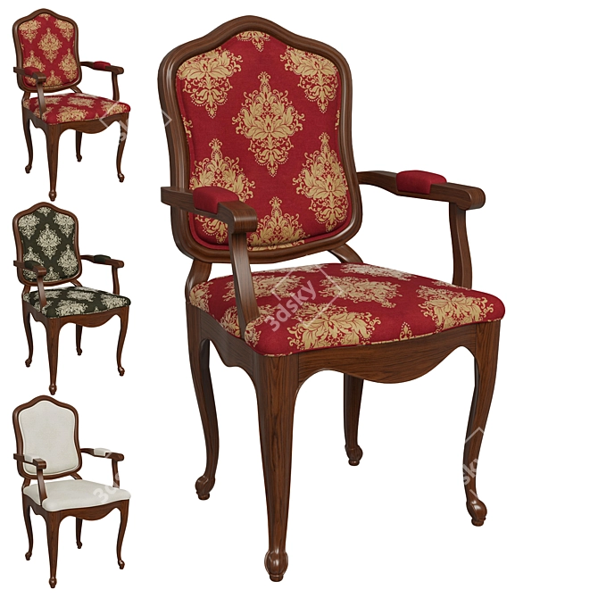 Elegant Wood Chair: 3 Textile Options 3D model image 1