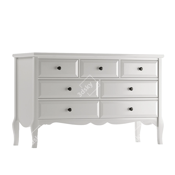 Romantic White Chest of Drawers 3D model image 2