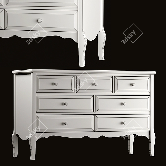 Romantic White Chest of Drawers 3D model image 3