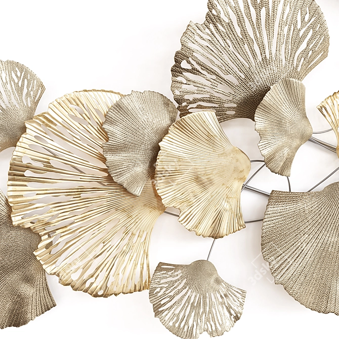 Golden Ginkgo Leaf Wall Sculpture 3D model image 2