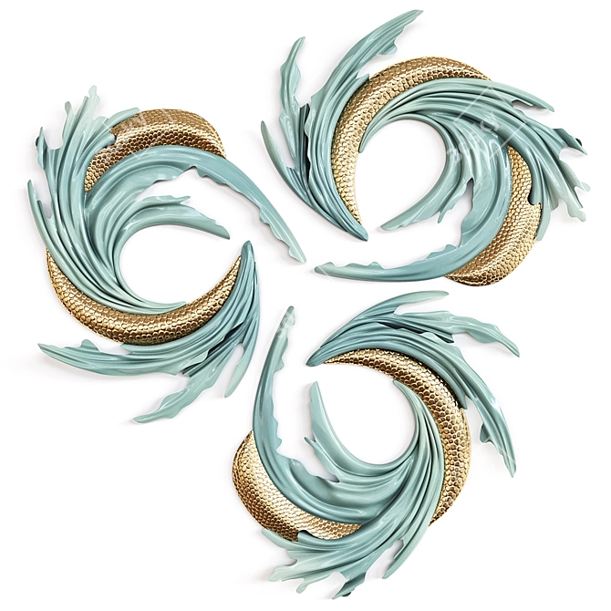 Coastal Waves Metal Wall Decor 3D model image 1