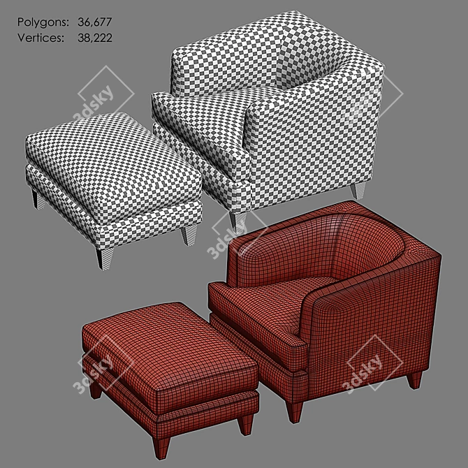 Luxury Taylor Lounge Chair Set 3D model image 5