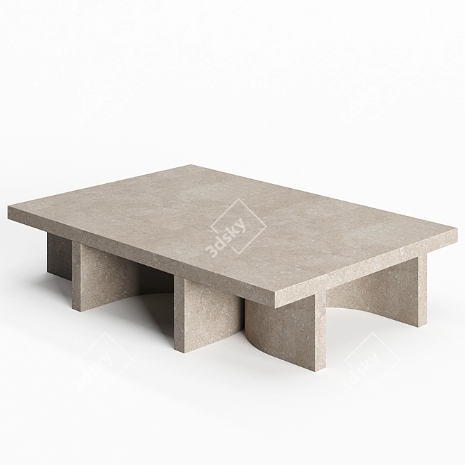 Minimalist Stone Low Table 3D model image 1