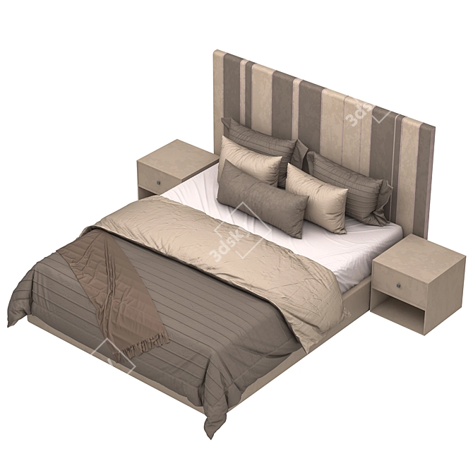 Classic Brown Bed: High-Quality 3D Model 3D model image 4