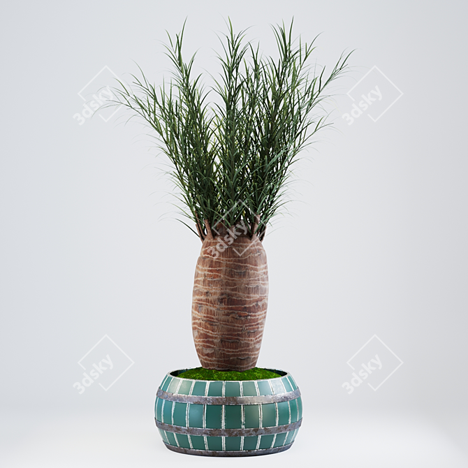 Palm-inspired Metal Vase: Green Elegance 3D model image 1