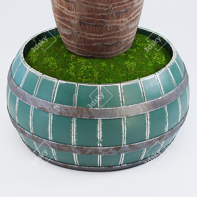 Palm-inspired Metal Vase: Green Elegance 3D model image 3