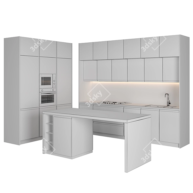 Modern Island Kitchen: Versatile, High-Quality 3D Model 3D model image 4