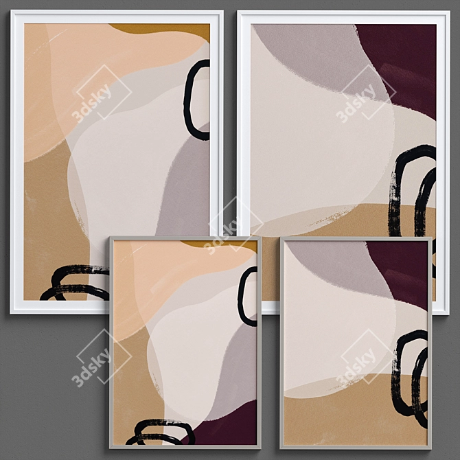 Neutral Minimalist Abstract Framed Prints 3D model image 2