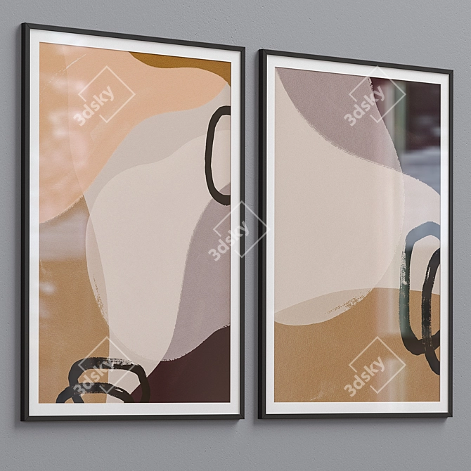 Neutral Minimalist Abstract Framed Prints 3D model image 3