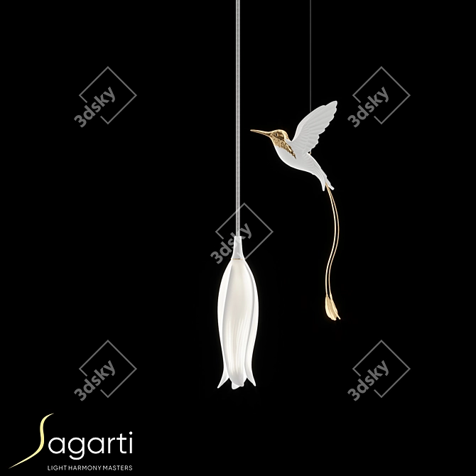 Sagarti Alba: Single Lamp with Hanging Decor 3D model image 1