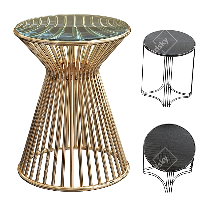 Elegant Gold/Black Side Table 3D model image 2