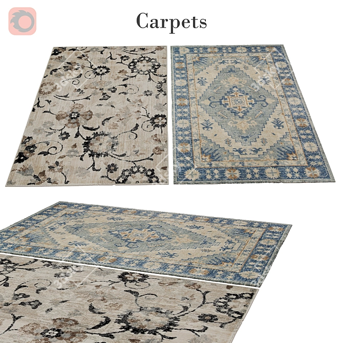 Elegant Polys Vets Rug 3D model image 1