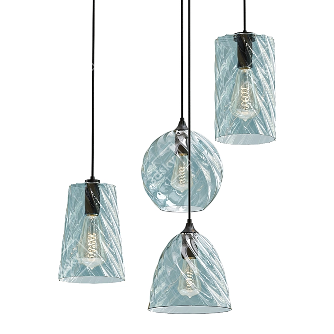 Gradient Glass Pendant Lights 3D model image 1