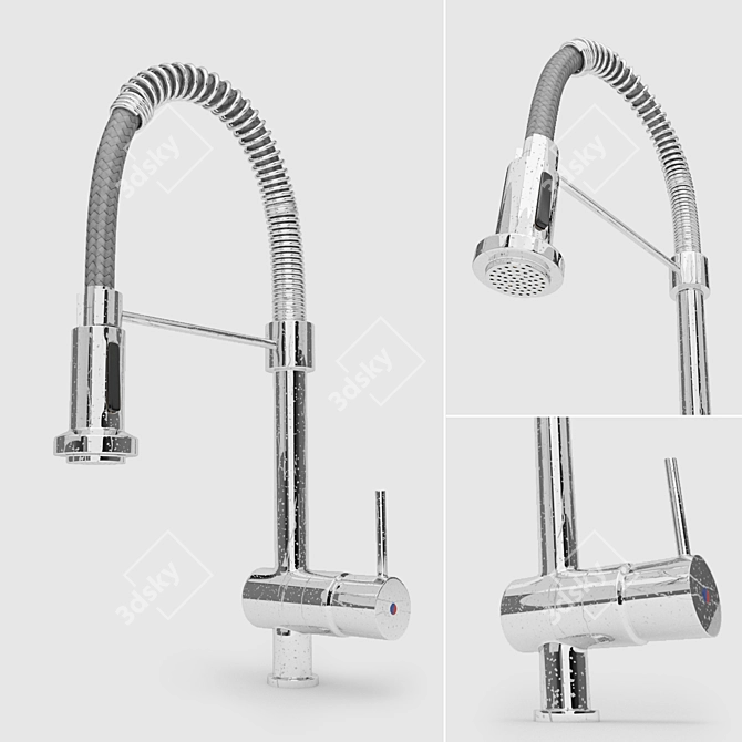 Sleek Pull-Down Kitchen Faucet 3D model image 2