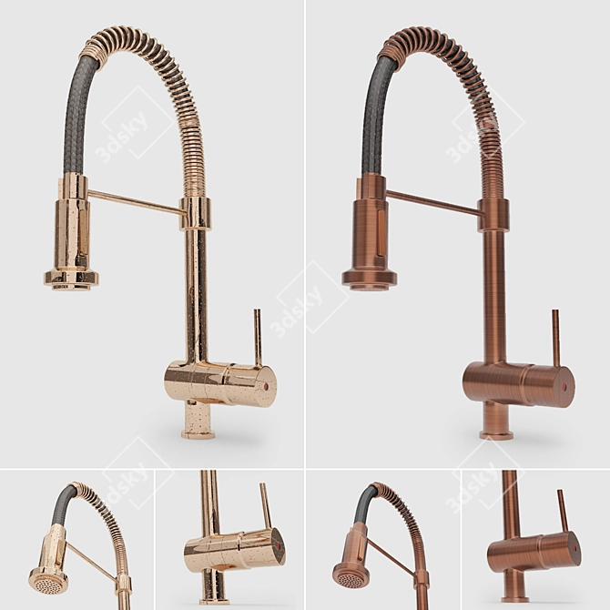 Sleek Pull-Down Kitchen Faucet 3D model image 4